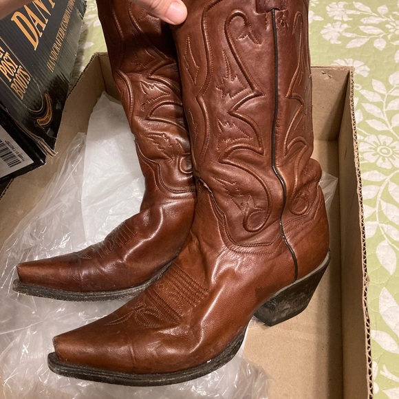 Dan Post Women Cowboy Boots Saddle Leather Rust Size 7M - Picture 3 of 9